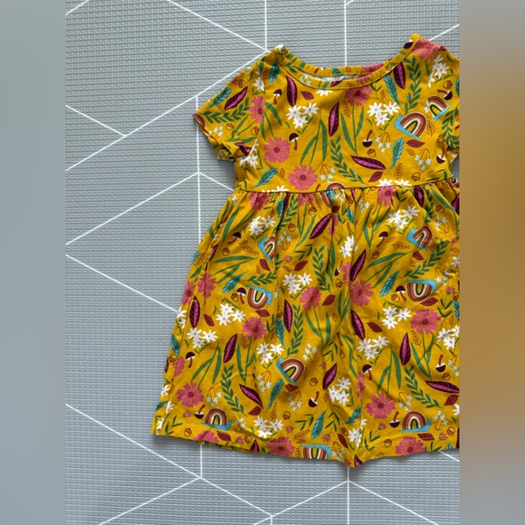 Wonder nation|Baby girl/toddler mustard yellow Floral play dress•Rainbow print - Picture 2 of 4